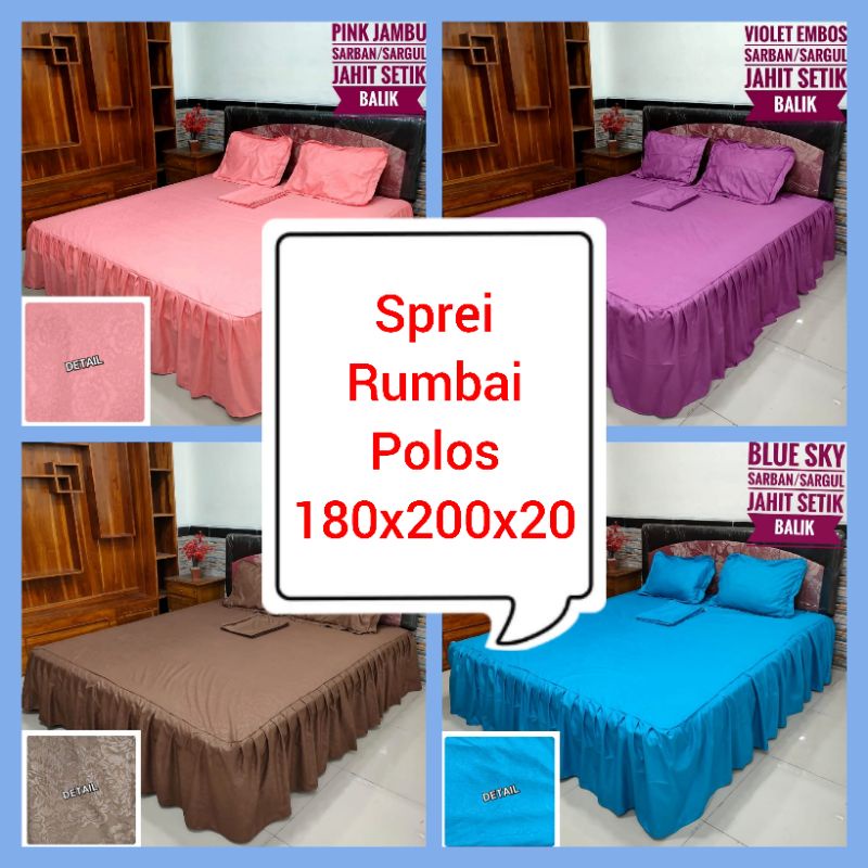 Sprei Rumbai Polos Embos 180x200 Murah COD
