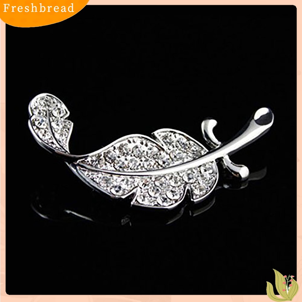 [ TERLARIS]Women Fashion Leaf Silver Tone Rhinestone Wedding Gift Brooch Pin