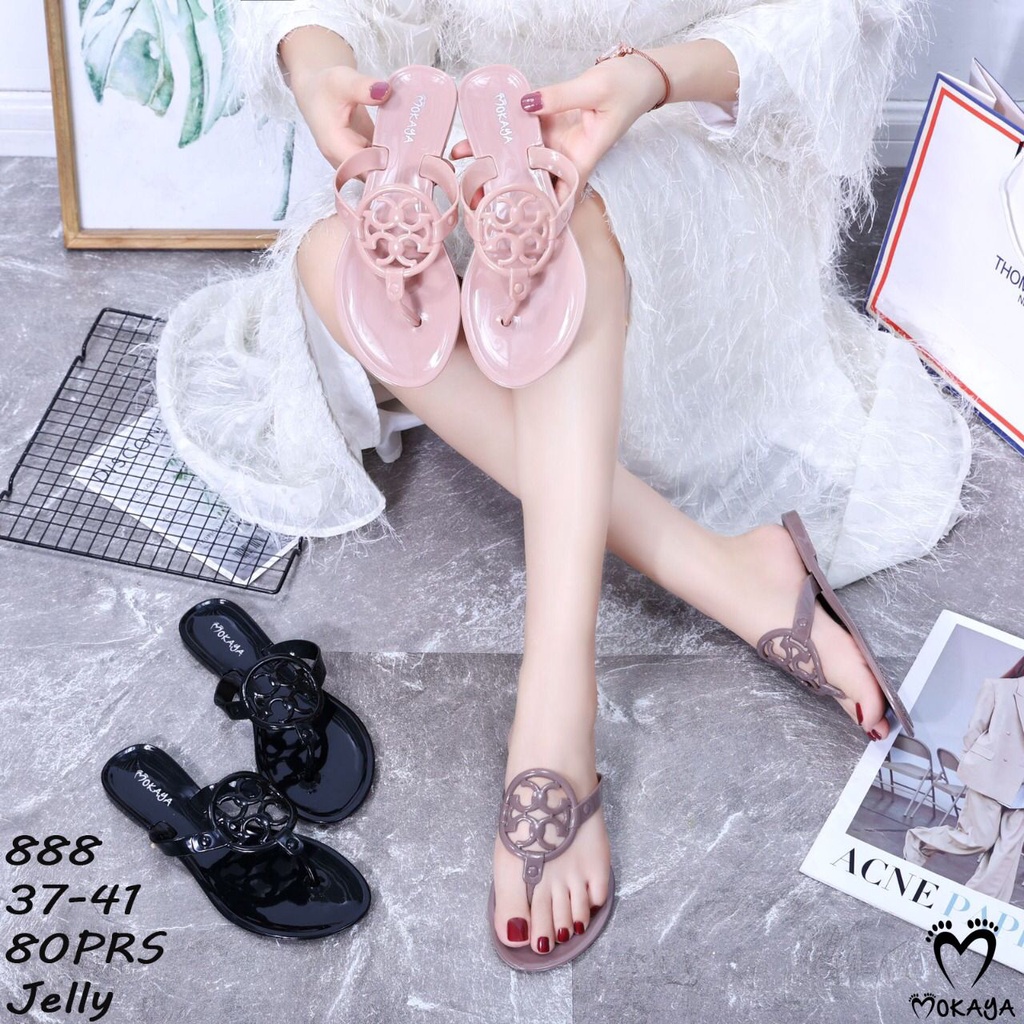 Sandal jepit wanita motif Big Circle Super Elegant Import Mokaya / Size 37-41 ( 888 )