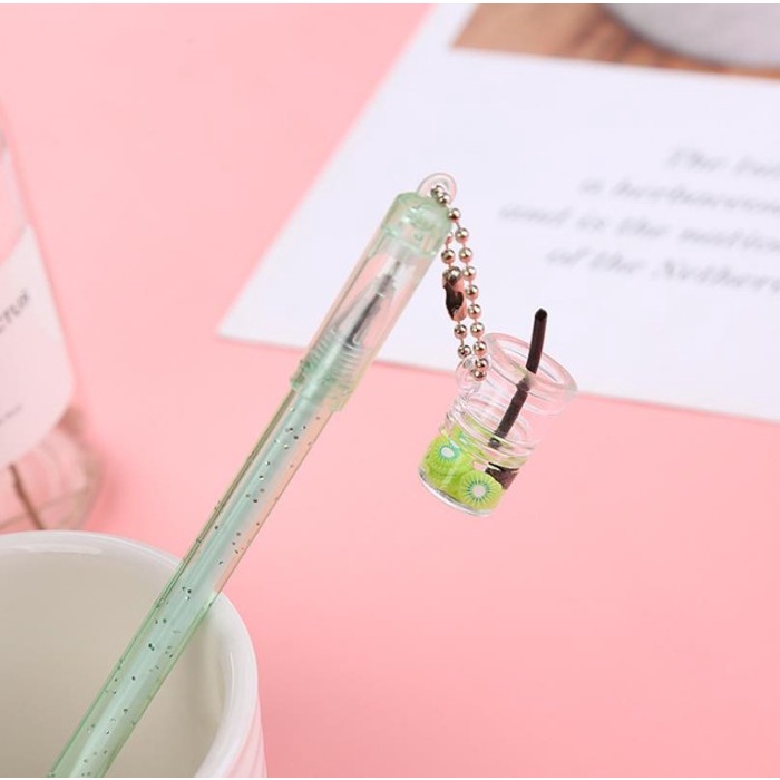 

Wow 1 Lusin 12Pcs Pulpen Gel Gantungan Minuman Lucu Imut Bagus