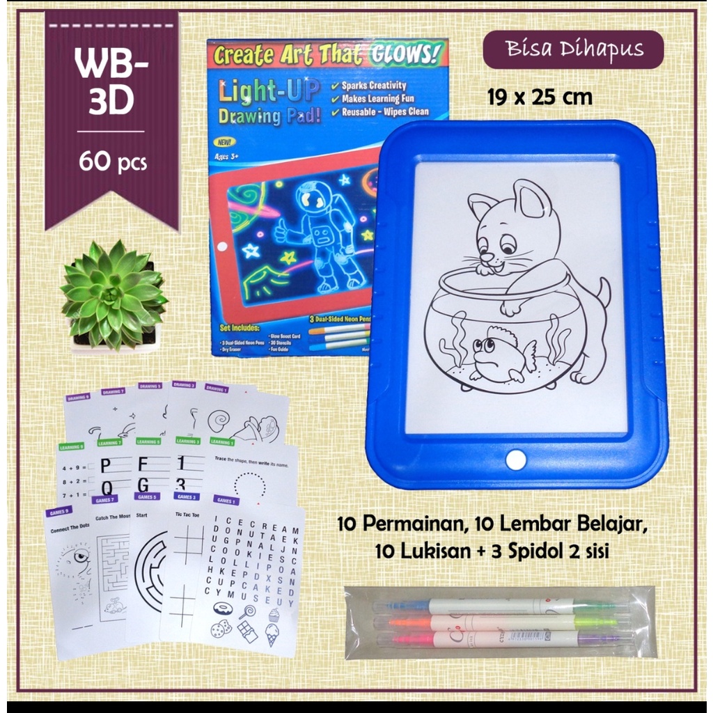 

light up drawing pad papan liquid chalk