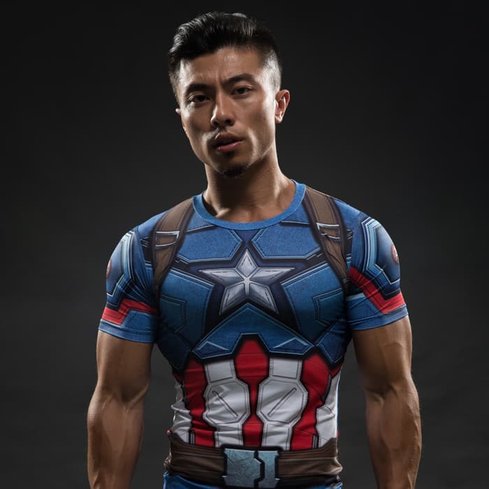 Terbatas Baju Kaos 3D Captain America Kapten Amerika Gym Fitness Fitnes Terlaris