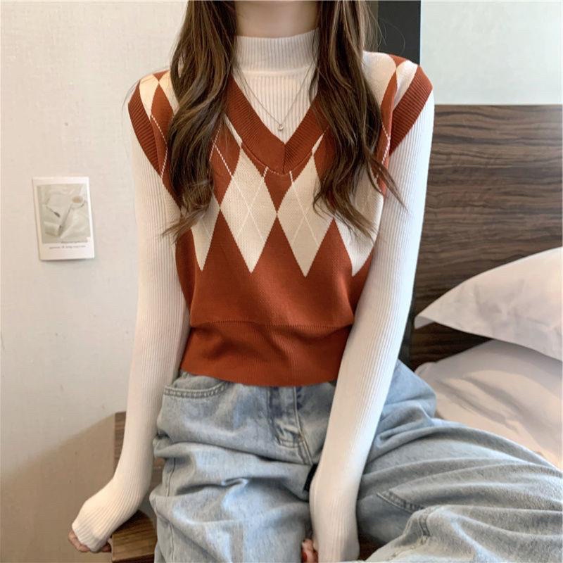 KNIT VEST IMPORT WANITA ROMPI OUTER MX948