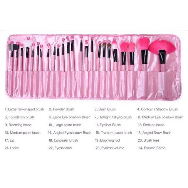 Kuas Set Make Up For You Pink 24pcs / Brush Set Dompet