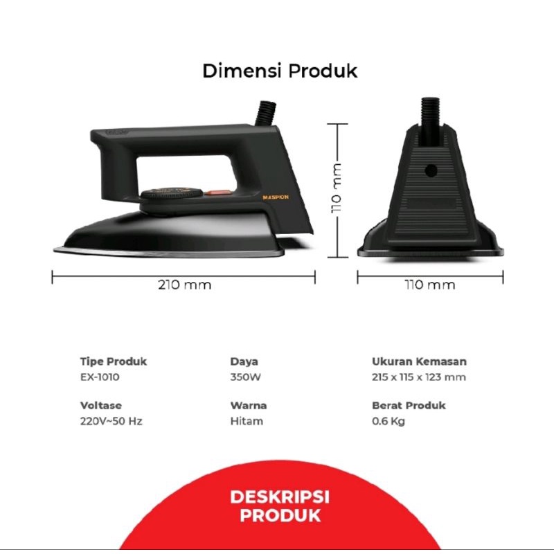 Setrika Listrik Maspion EX-1010 BB Ecxlusive Blackberry Series