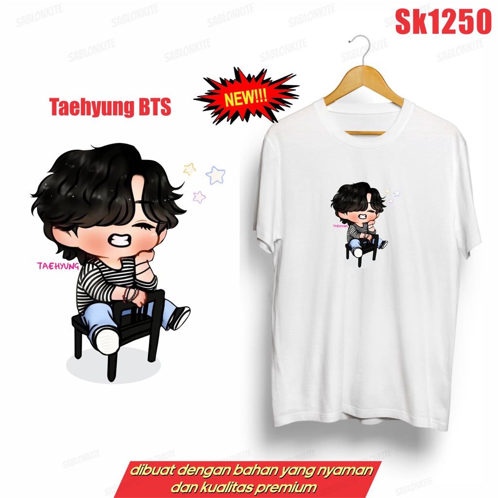 MURAH!!! KAOS KPOP TAEHYUNG V CARTOON SK1250 UNISEX ADA KAOS ANAK