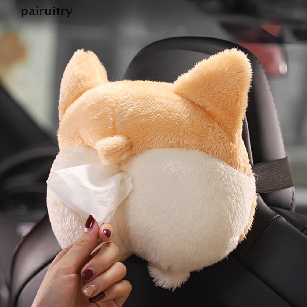 PRT  Creative Corgi Ass Tissue Box Soft Cartoon Napkin Case Cute Animal Car Paper Box PRT