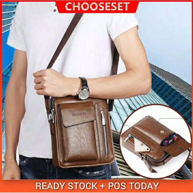 MG- Tas Bahu Selempang Kulit Weixier Original Import