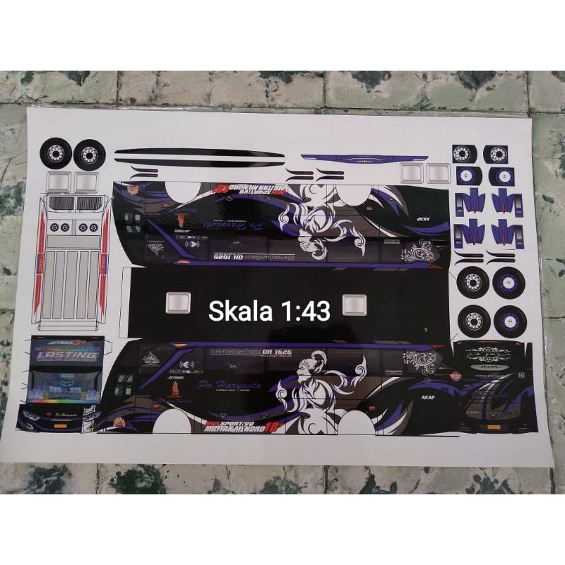 Lembaran PaperCraft Bus PO Haryanto 165 LASTING JB3+HDD FACELIFT SKALA 1:43