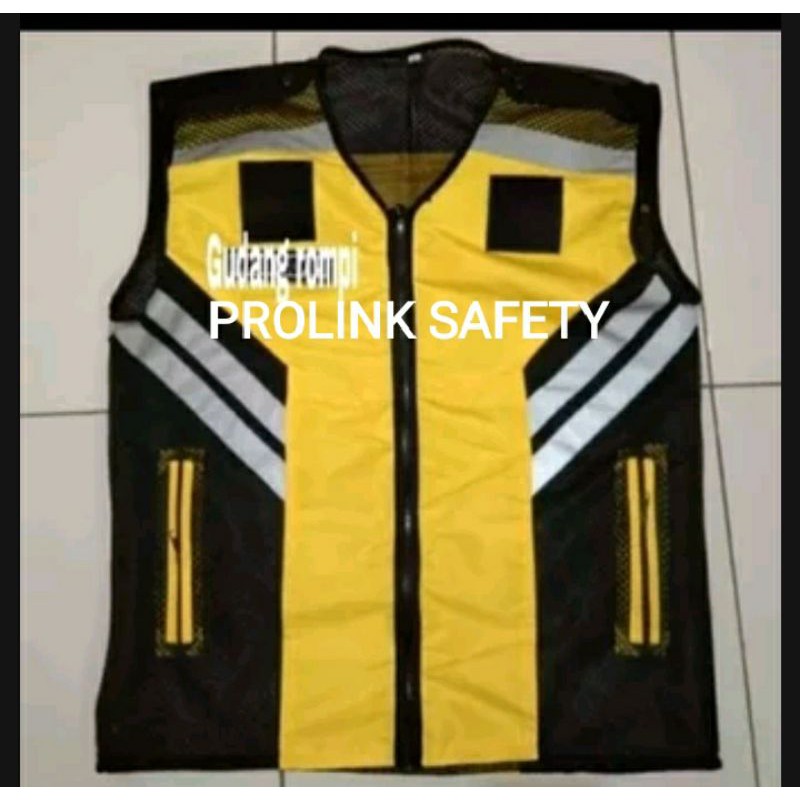 ROMPI SAFETY BAHAN TASLAN SAMPING JALA POLOS TANPA LOGO KUNING HITAM