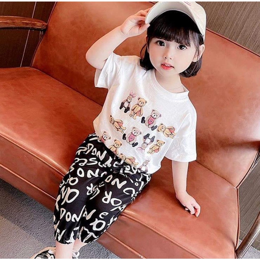 SETELAN ANAK BAJU BAHAN KATUN CELANA PANJANG UMUR 1-5 TAHUN MOTIF BEAR BAJU ATASAN ANAK LAKI LAKI PEREMPUAN TERBARU OUTFIT ANAK MASA KINI FASHION ANAK TERMURAH