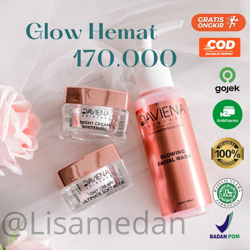 Daviena skincare medan - Glowing series Komplit / Paket Hemat Daviena Best seller-Paket hemat
