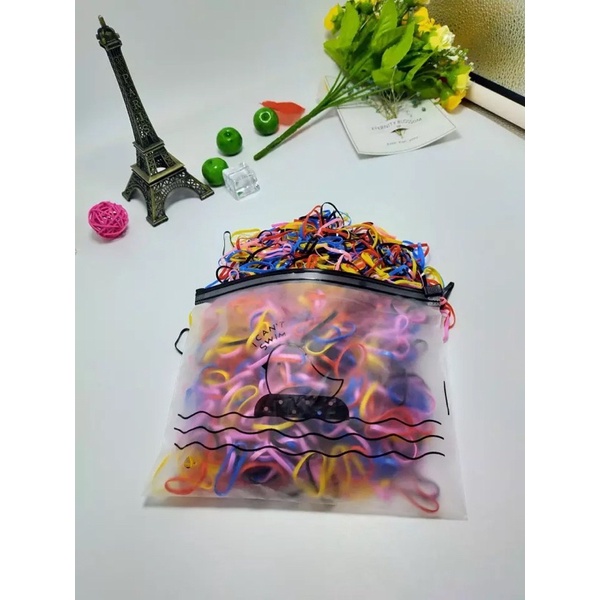 IMPORT Karet Jepang Warna Warni 1000 pcs Ikat Rambut Anak Bayi Dewasa Hair Rope Plastic Elastic Baby Kids