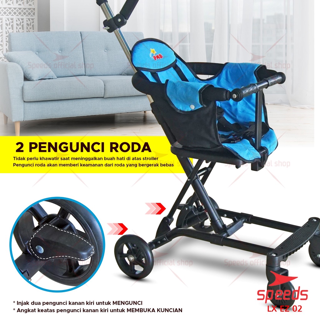 SPEEDS Stroller Anak Full Cover  Portabel Premium Newborn Baby Stroller Travel 2 Fitur Lengkap Kereta Dorong Bayi LX 073-3