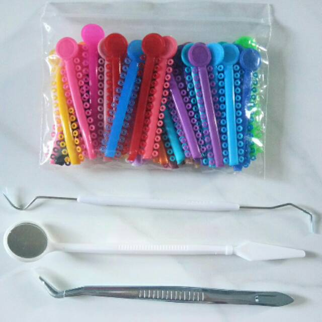 PAKET BEHEL, KARET 40 BIJI, SONDE, PINSET, DAN KACA