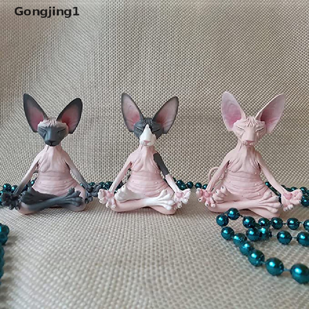 Gongjing1 Mainan Miniatur Kucing Meditasi Handmade Untuk Dekorasi