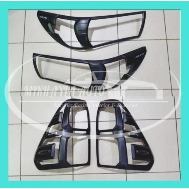 GARNISH LAMPU DEPAN BELAKANG HILUX 2016 HITAM DOFF