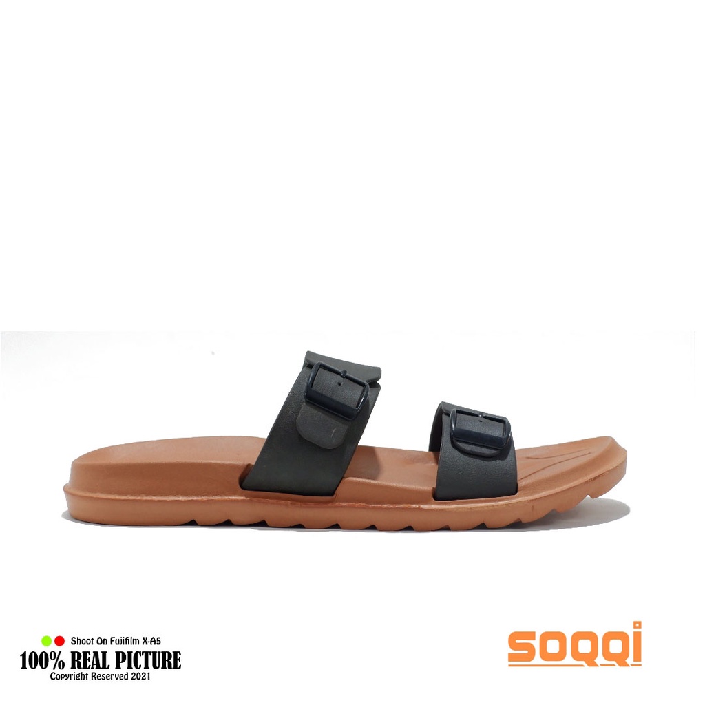 Sandal slop karet pria import original sendal selop cowok laki laki dewasa model casual slide tali 2 branded Soqqi-Dk 519 1SX promo lebaran murah bisa cod 40-44-3