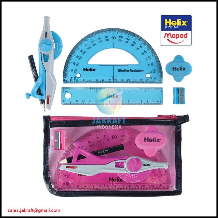 

Paket Penggaris Busur Mistar Jangka Helix Math Set Super School Kit