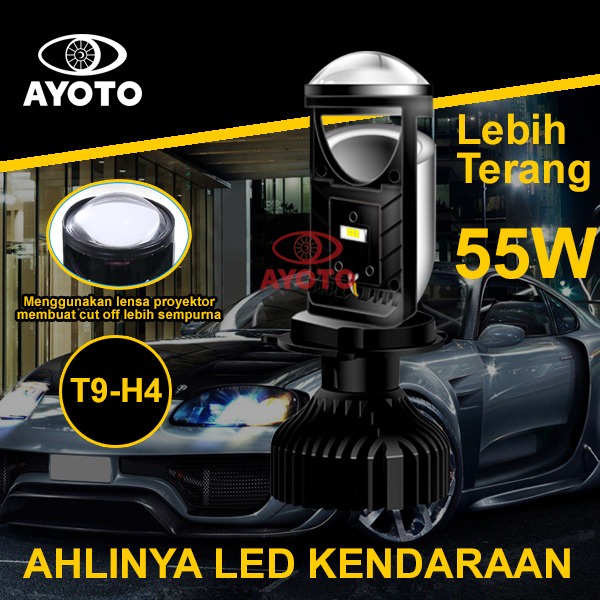 LAMPU LED MOBIL HEADLAMP PROJEKTOR T9 H4 HS1 55 WATT