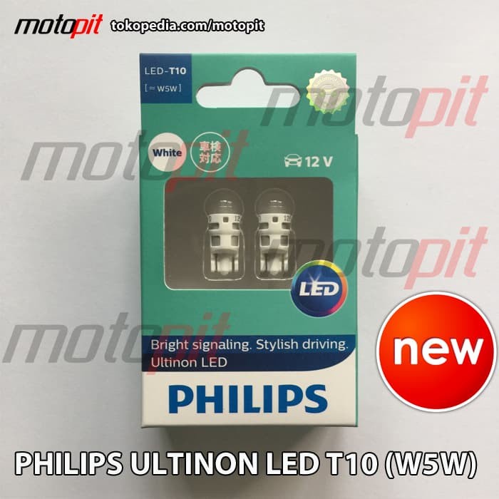 Philips ULTINON LED T10 W5W - lampu senja motor & mobil putih terang