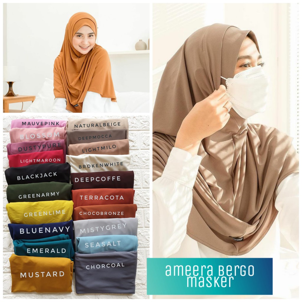 Hijab bergo Amera masker