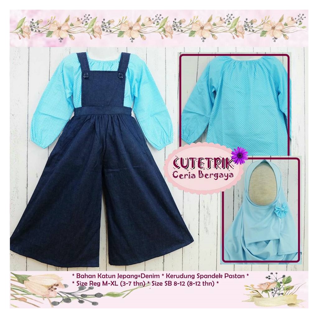 Set Overall Kulot Denim(4-8th)