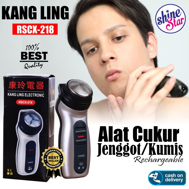 SHINE STAR - [COD/BAYAR DITEMPAT] Alat Cukur Jenggot Elektrik - Shaver KANG LING Electronic RSCX-218 / NS 216 Rechargeable Alat Cukur Kumis dan Jenggot Brewok / Alat Cukur Rambut Happy King - Warna Random