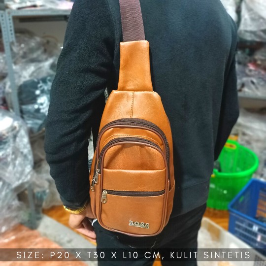 COD TERMURAH Tas Dada Cowok kulit Sintetis Banyak Ruang Tas Pria Fashion Terkini Model Waistbag