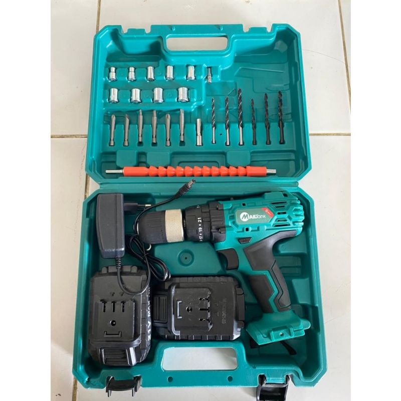 BOR BATERAI 21V REAL MAILTANK BISA BETON KAYU BESI