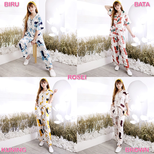 Set Piyama Tie Dye CP Collection 5 Baju Tidur Rosei Eyza Myda Dara & Caris / Motif Tie Dye-2