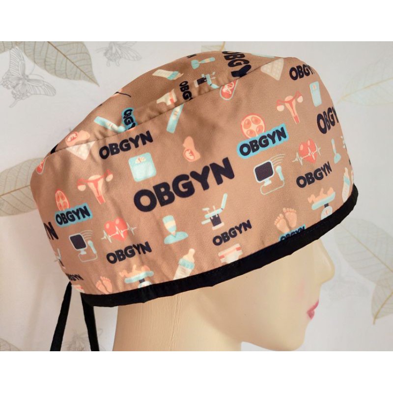 Topi Medis / Scrub Hat Head Cap / Surgical Cap Obgyn Brown