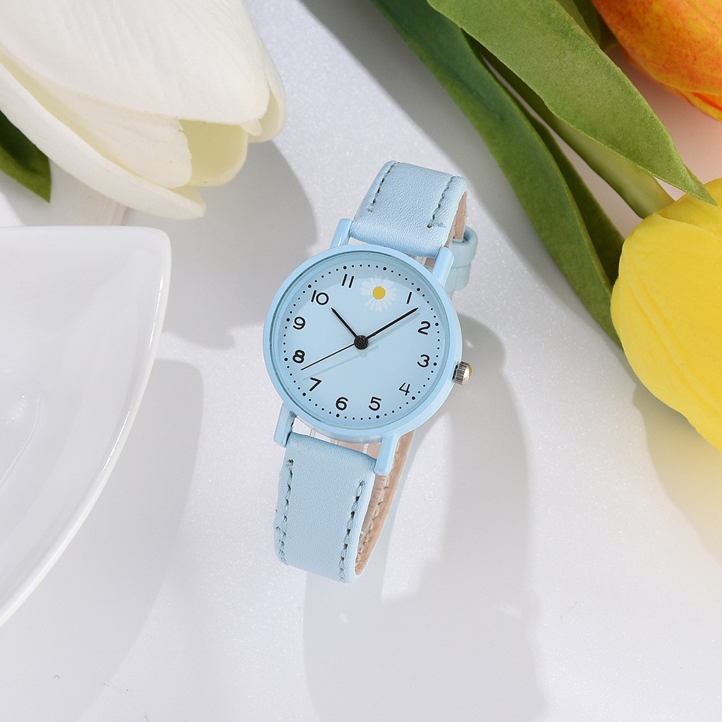 Jam Tangan Wanita Bunga Daisy Analog Quartz Korean Watch Analog Fashion Wanita-40-3 Biru