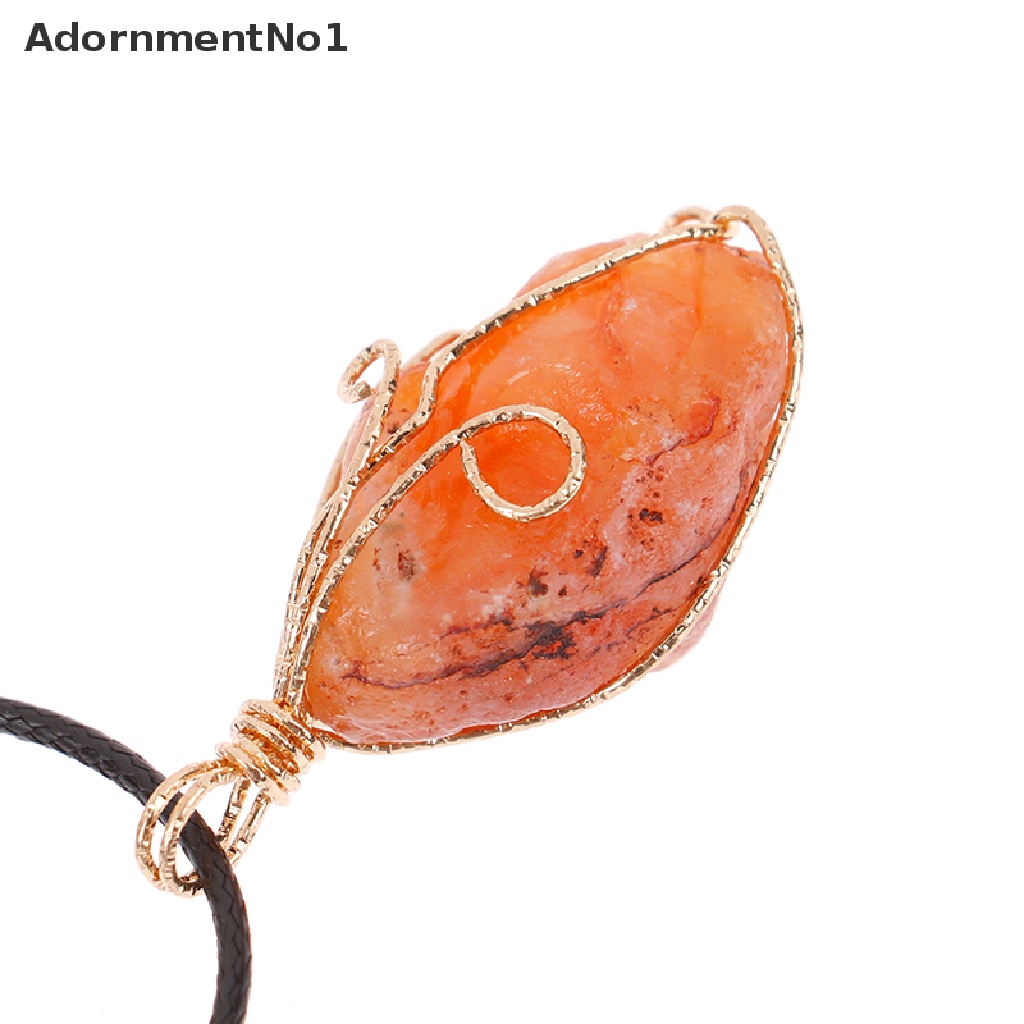 (AdornmentNo1) Kalung Tali Dengan Liontin Batu Kristal Chakra July Birthstone Untuk Pria / Wanita