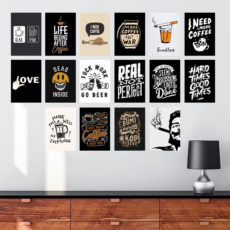 Poster Dinding Kamar Cowok Ukuran A6 A5 A4 new Quotes Vintage Theme Murah 16 pcs | SC33 | Poster Din