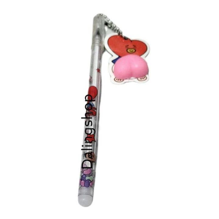 Dalingshop / PULPEN GEL BT21 + GANTUNGAN UNIK LUCU BT21 / PEN BT21 / PEN SQUID GAME + GANTUNGAN BONEKA GOYANG  / PULPEN SQUID GAME-BTS TATA