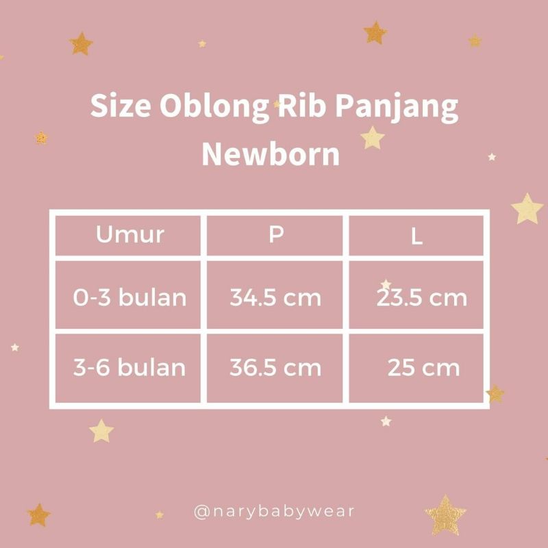 NARY Atasana Oblong Tipis Panjang- Atasan Tipis Bayi Star Series