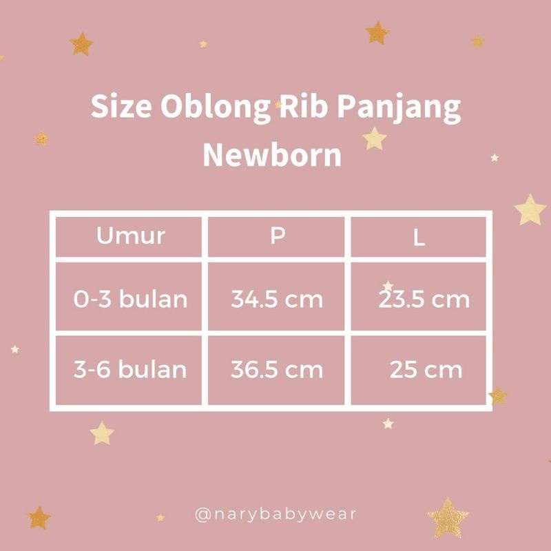 NARY Atasana Oblong Tipis Panjang- Atasan Tipis Bayi Star Series