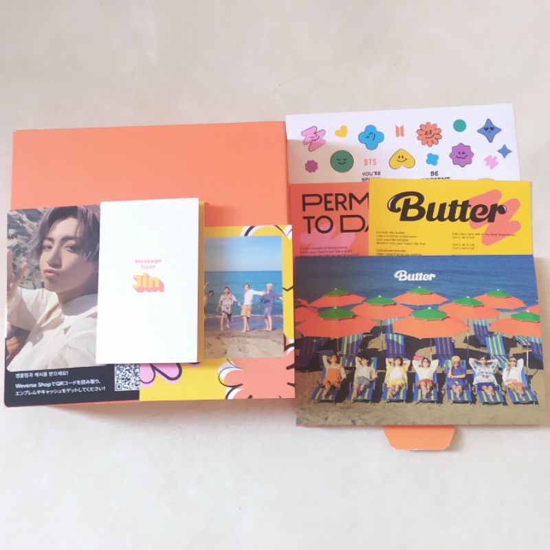 Wts unsealed album bts butter peaches ver with official pc photocard jungkook peaches butter fullset
