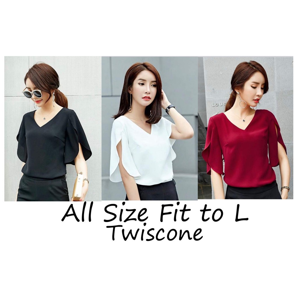 KARLA TOP | BAJU ATASAN WANITA | BAJU WANITA | BLOUSE KANTOR I HITAM PUTIH MAROON I TWISCONE