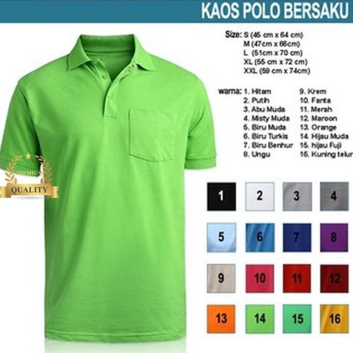 Pria-Pro; Kaos kerah Polo shirt pakai saku / kantong cowok/pria, bahan