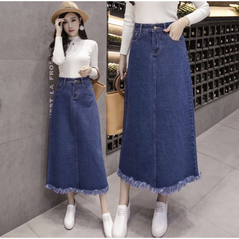 denim long skirts