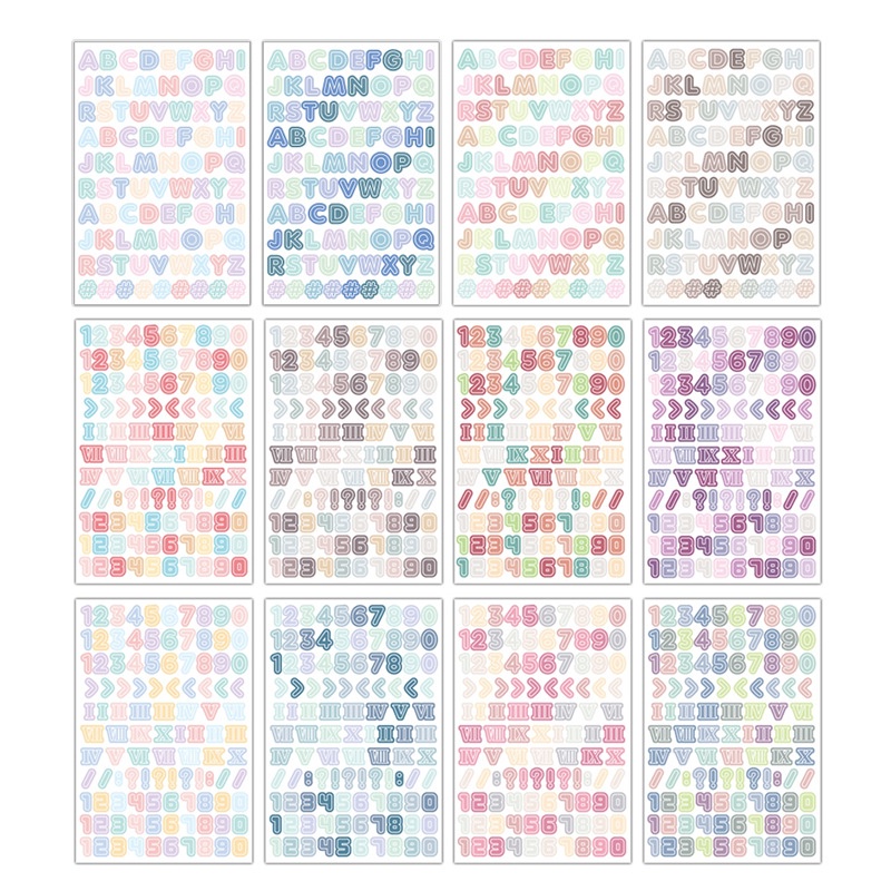 Korea warna digital Bahasa Inggris alphabet stiker truk mini dekoratif karakter haoshou akun bahan K