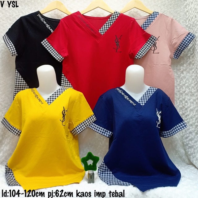 Kaos wanita / kaos wanita import / atasan ysl kotak / size XL