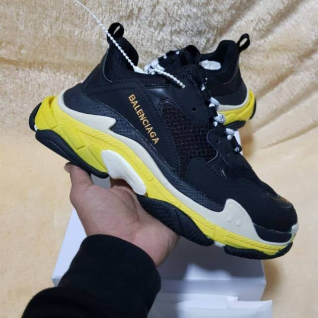 black yellow balenciaga triple s