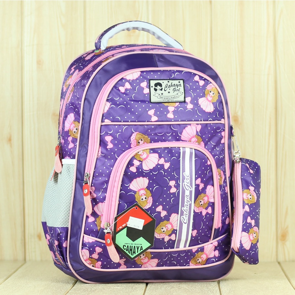 Tas Diskon Ransel Anak Sd Sekolah Perempuan Princess Strip Tas Ungu Gendong Anak Anak