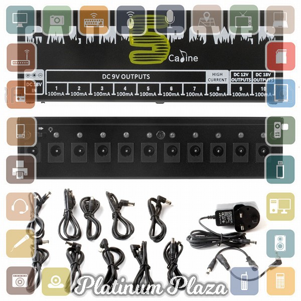 Caline Power Supply 10 Isolated Output EU Plug for Guitar Effect Pedal - CP-05 - Black`2RMQZ0-