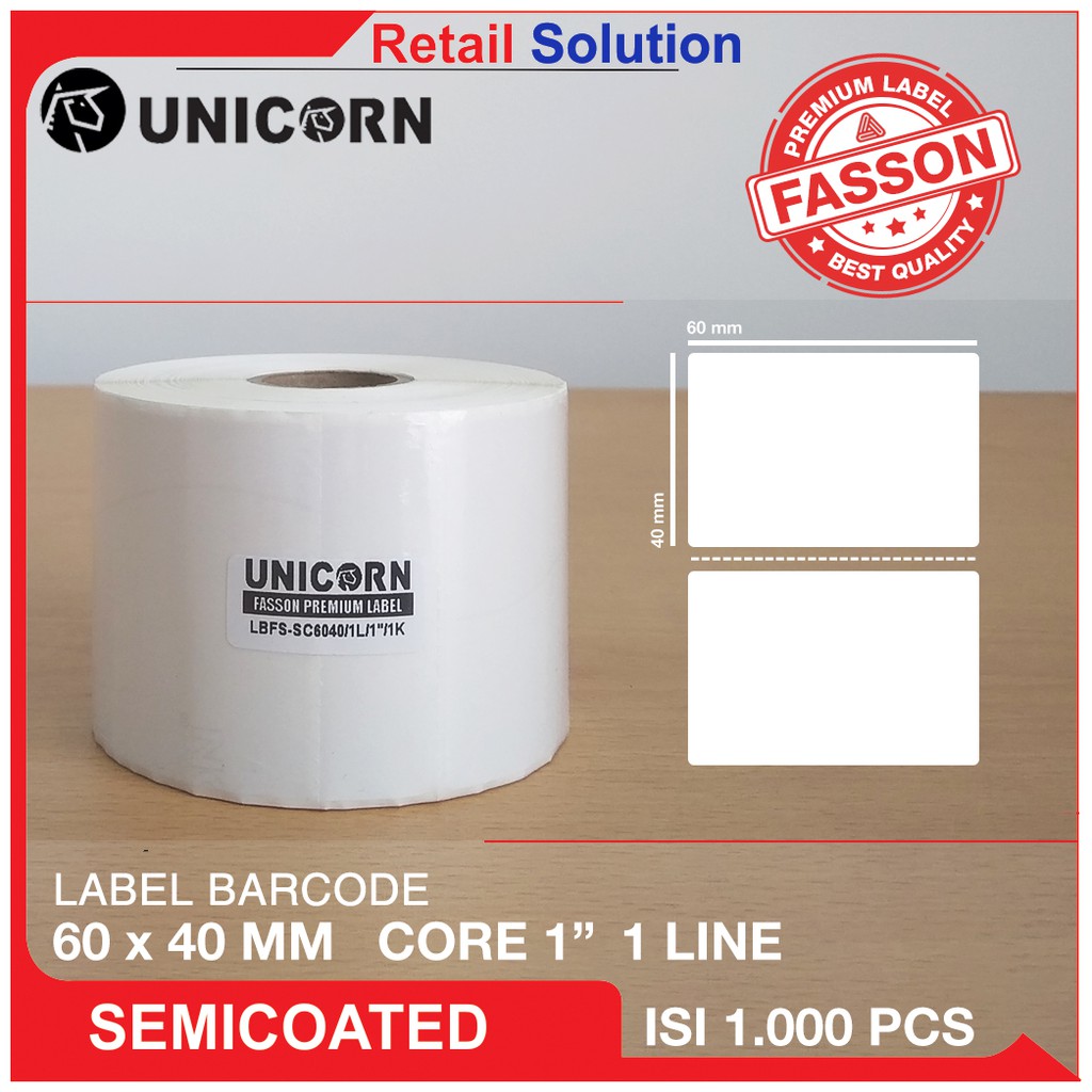 Stiker Label Barcode Semicoat 60x40 mm / 60 x 40 mm / 60x40mm / 6x4 CM