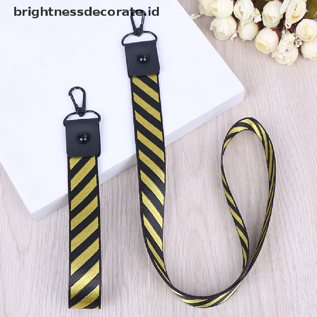 Tali Lanyard Leher Pergelangan Tangan Motif Garis Untuk Kunci Kartu ID Ponsel