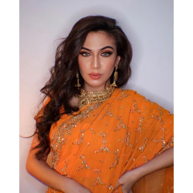 sewa baju india saree orange plus acc